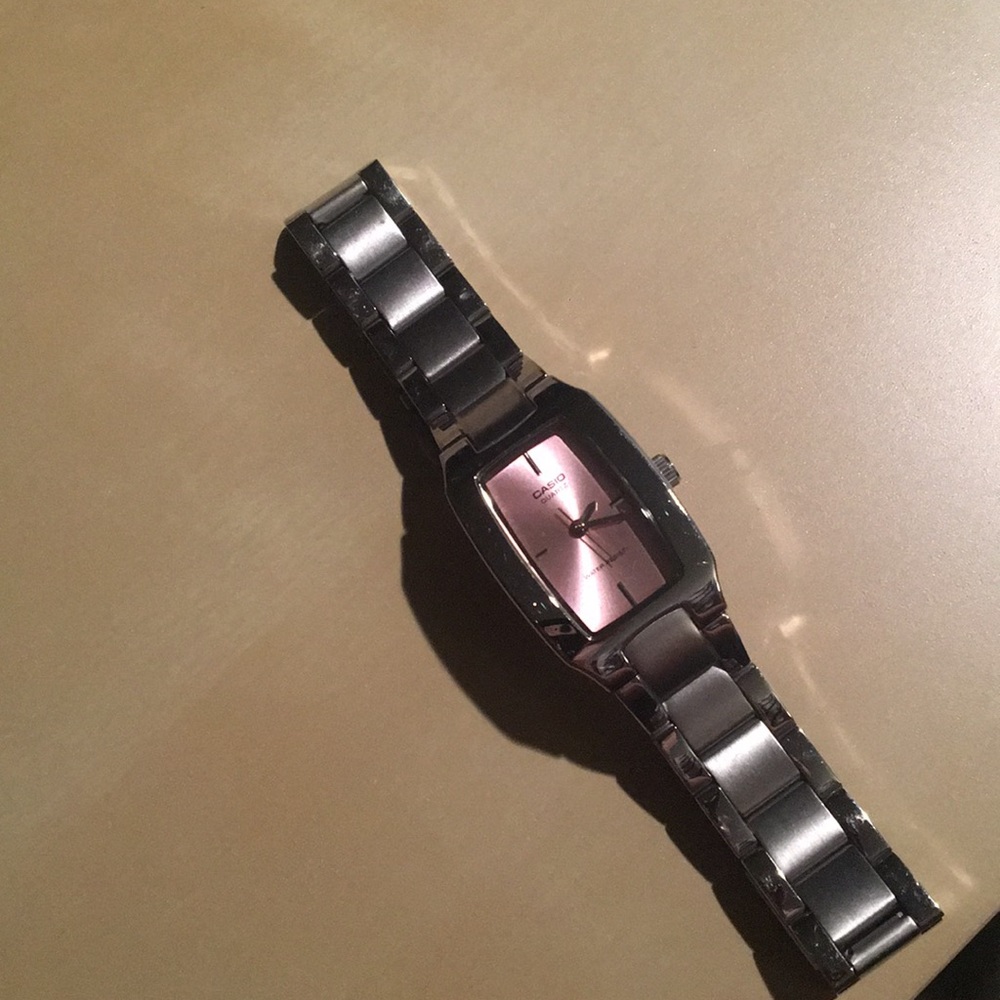 Casio Stainless Steel with Pink Background Watch